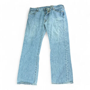 Levis 501 Jeans Mens 36x29 Blue Light Wash Straight Button Fly Cotton Mid Rise